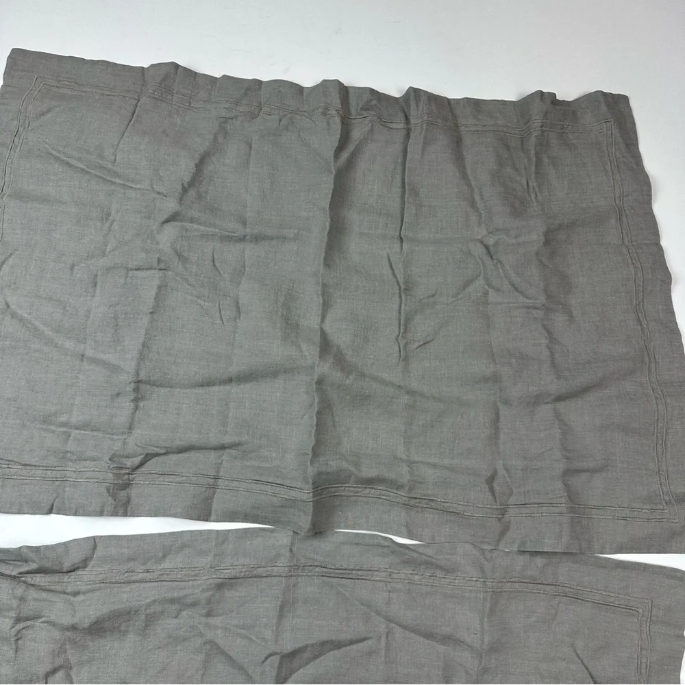 Restoration Hardware Grey Stonewashed Belgian Linen Satin Stitch Pillow Sham